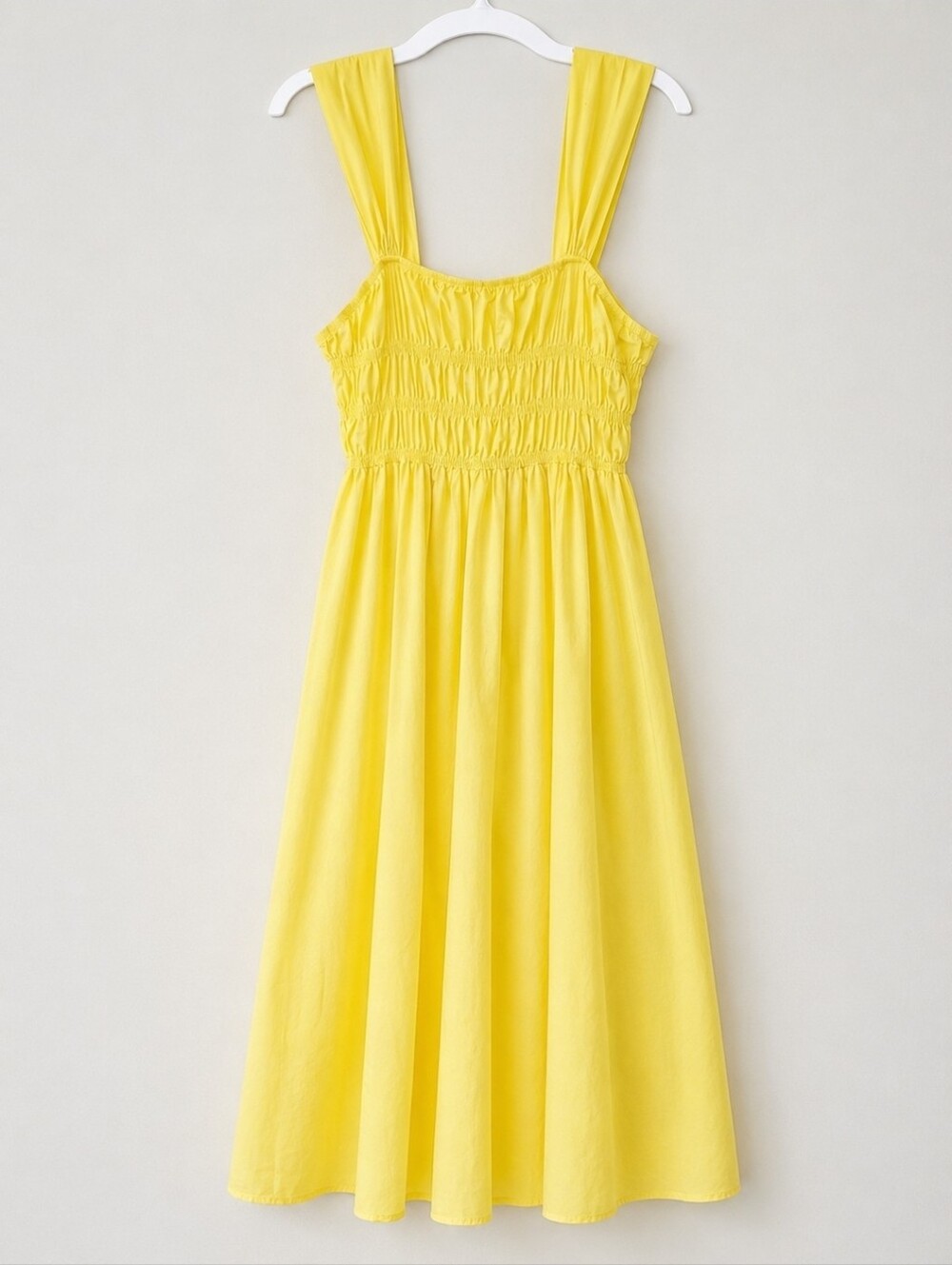 Nanette Lepore Butter Yellow Midi Dress Size 10 Smocked Bodice Boho Cottagecore